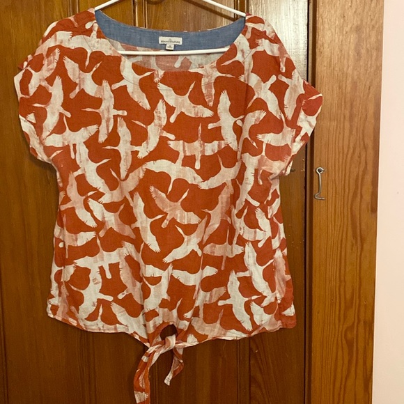 Bird print linen top - Picture 1 of 4